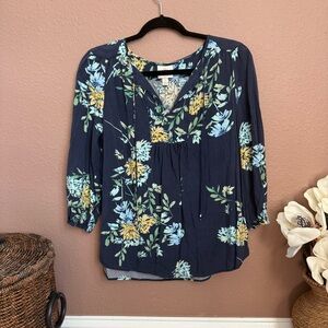 St. John's Bay Navy Floral Blouse